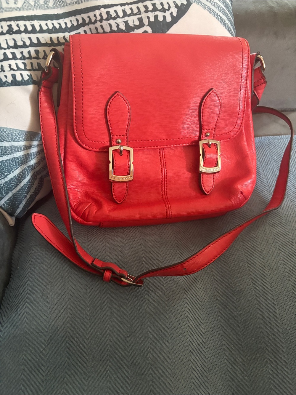 Poppy color Leather Crossbody Satchel - Women's Shoulder Bag